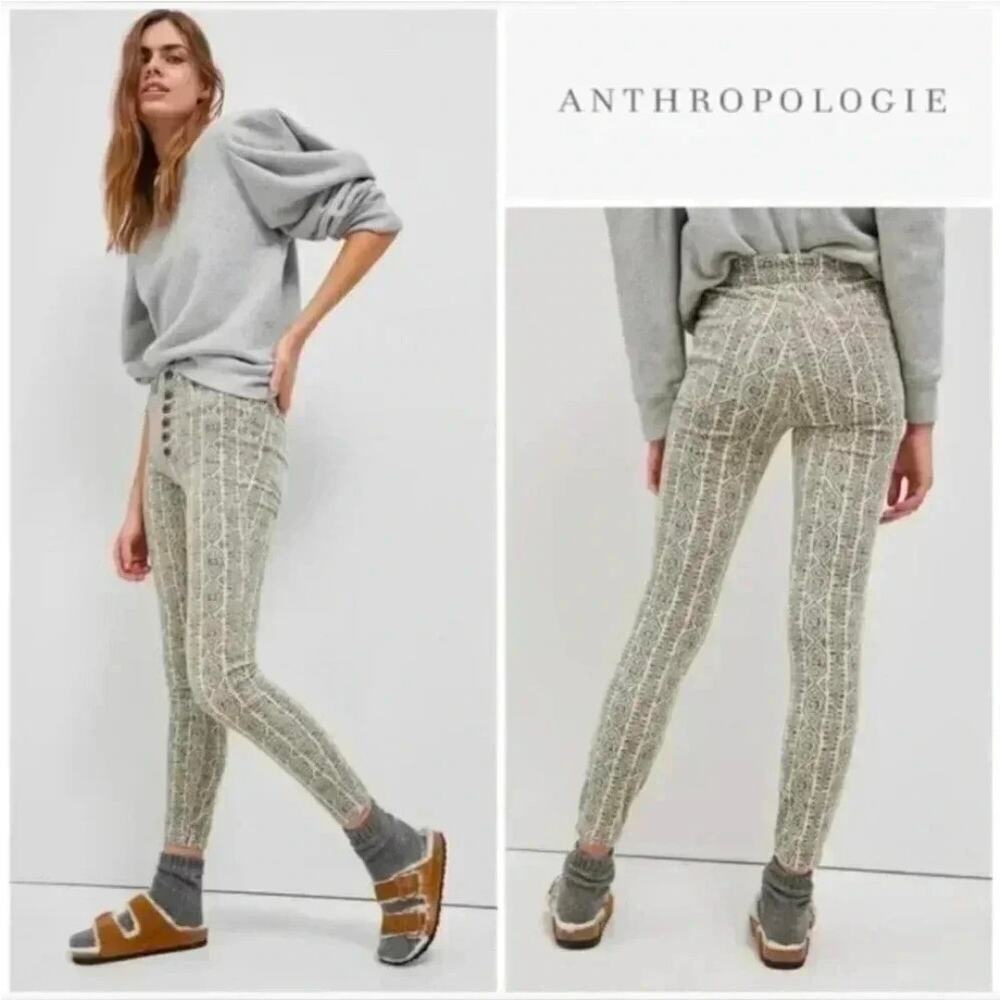 Anthropologie Pilcro High-Rise Button-Fly Skinny Corduroy Pants.